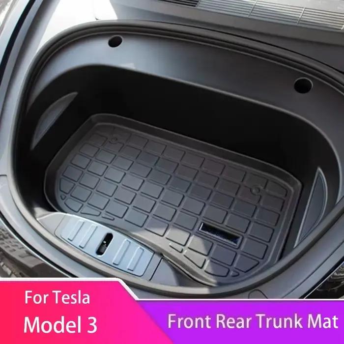 Tapis de coffre avant et arrière pour Tesla modèle 3 17-23, coussinets de protection imperméables en TPE, doublure de chargement, tapis de sol pour plateau de coffre