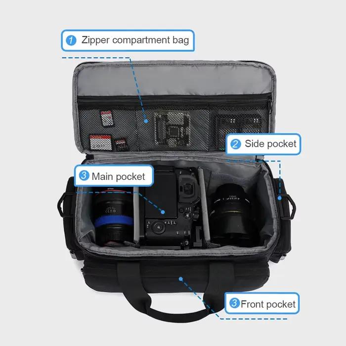 Sac pour appareil photo, sac à bandoulière de voyage, résistant à l'eau et aux chocs pour appareil photo sans miroir avec séparateurs amovibles et bandoulière