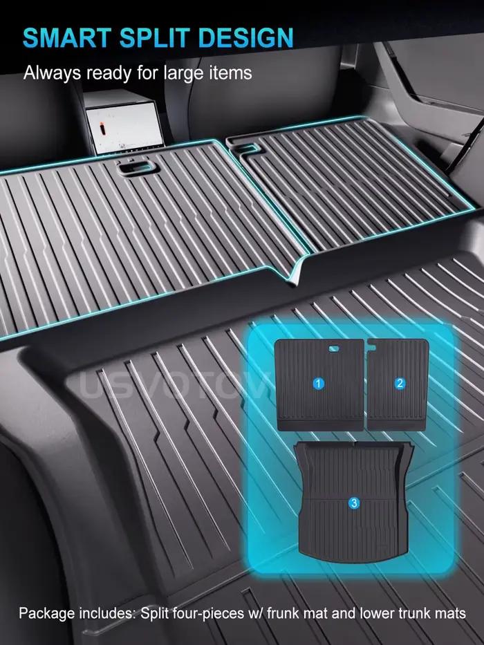 Tapis de coffre avant et arrière en TPE pour Tesla Model 3 Highland 2024-2026, protection inférieure du coffre, revêtement de protection de la cargaison, tapis anti-salissure
