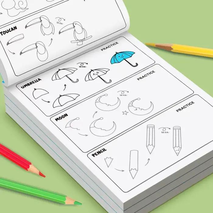 Livre d'apprentissage artistique pour enfants – Comment dessiner tout avec des étapes simples, stimule la créativité et les compétences de dessin