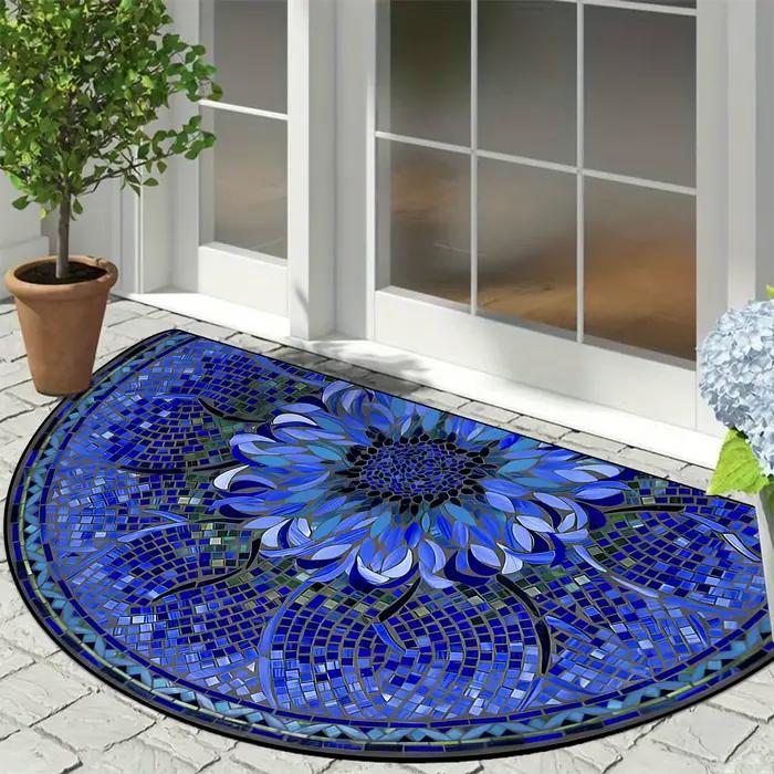 Tapis d'entrée antidérapant, résistant à la saleté, résistant à l'usure, semi-circulaire, imitation marbre, Texture, tapis de sol de bienvenue