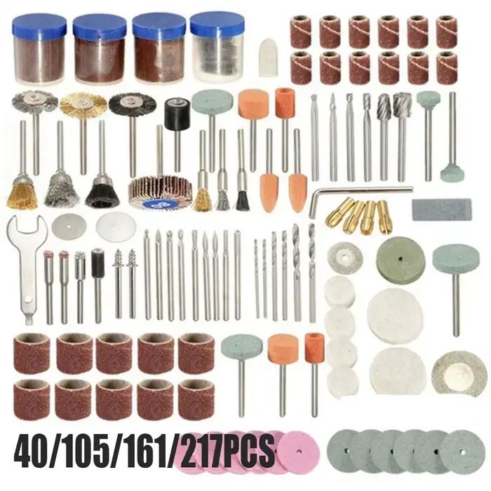 Ensemble d'accessoires pour outils rotatifs pour perceuses électriques, Compatible avec Dremel, comprend le meulage, le polissage, les mini lames de scie et