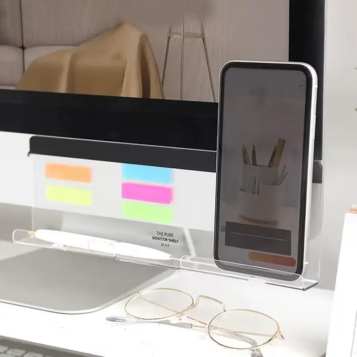 Tableau mémo de moniteur d'ordinateur en acrylique, support de notes autocollantes, organisateur de bureau pour écran, bureau, maison, accessoire de travail pour ordinateur portable