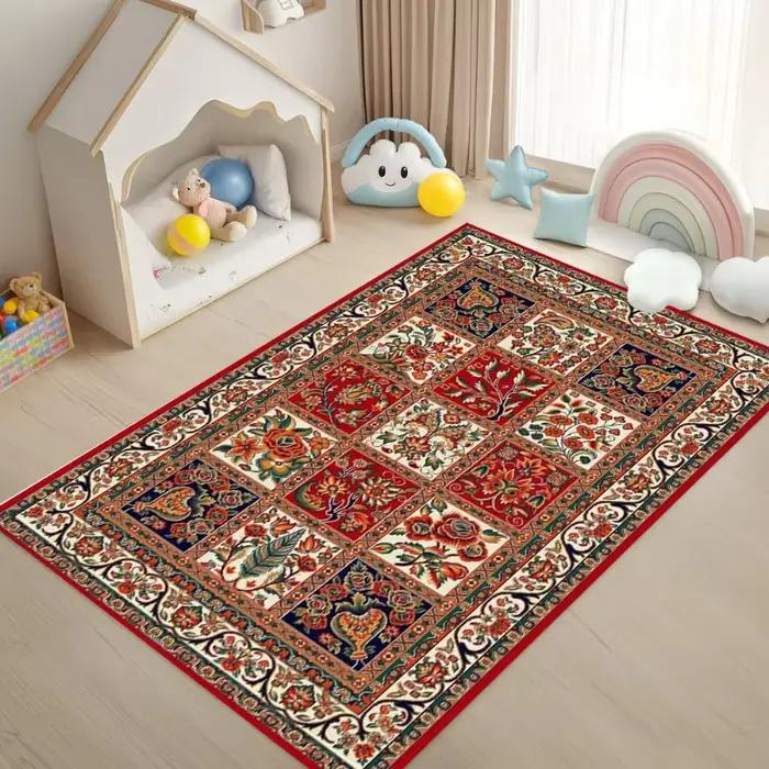 Grand tapis bohème persan de dinde, tapis pour salon, chambre à coucher, décoration de paillasson de canapé, tapis de sol antidérapant pour jeu d'enfant