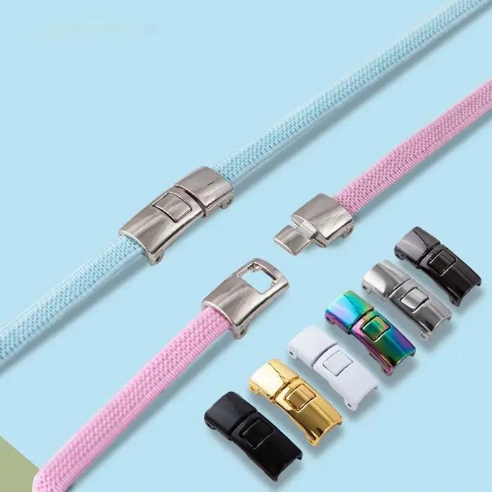 Bricolage chaussures de sécurité créatives accessoires lacets rapides fermoir lacets paresseux boucle lacets serrure en métal baskets cordes Snap