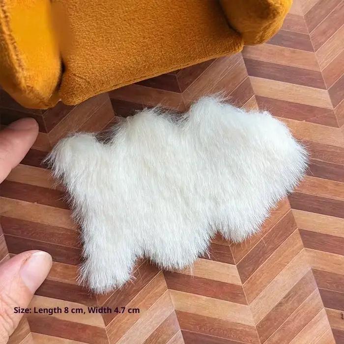Tapis en peluche Imitation peau de mouton pour maison de poupée, modèle de chambre à coucher, salon, décoration, accessoires pour maison de poupée, 1/12