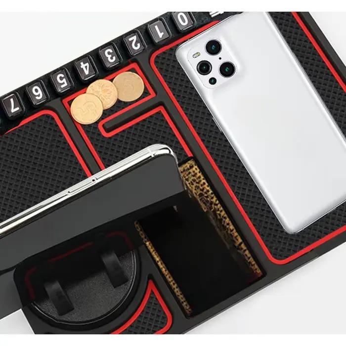 Tapis antidérapant pour voiture, tapis de rangement multifonctionnel, support de navigation rotatif à 360 degrés, support d'instrument, gadget