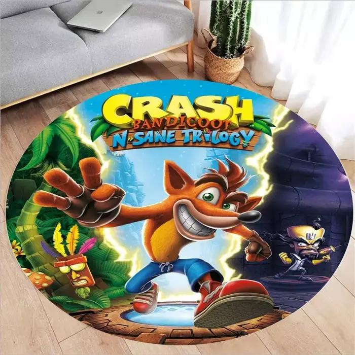 Crash Bandicoot tapis rond imprimé pour salle de jeu décor Action Pass jeu chambre cercle tapis tapis de sol chambre de garçon tapis de jeu