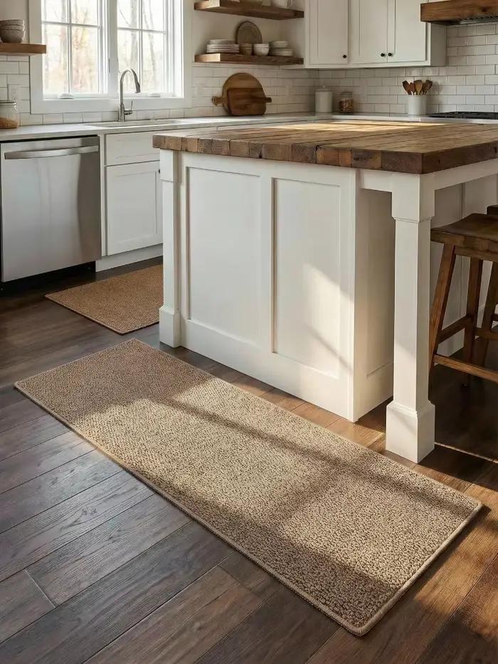 Tapis de cuisine antidérapant lavable en faux sisal, tapis de couloir en faux sisal tissé avec support TPR à forte adhérence