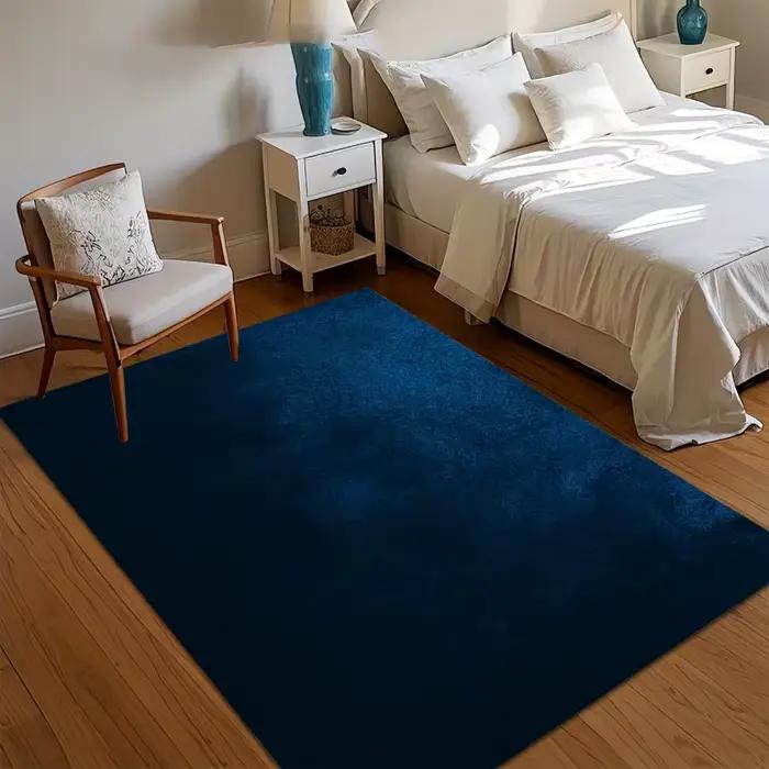Tapis de sol bleu marine uni antidérapant et lavable pour salon chambre et chambre d'enfant design moderne pour usage domestique et commercial