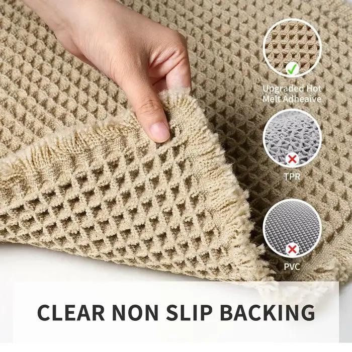Tapis de bain gaufré en Polyester et coton, pour porte de salle de bain, antidérapant, absorbant l'eau, serviette de sol à séchage rapide