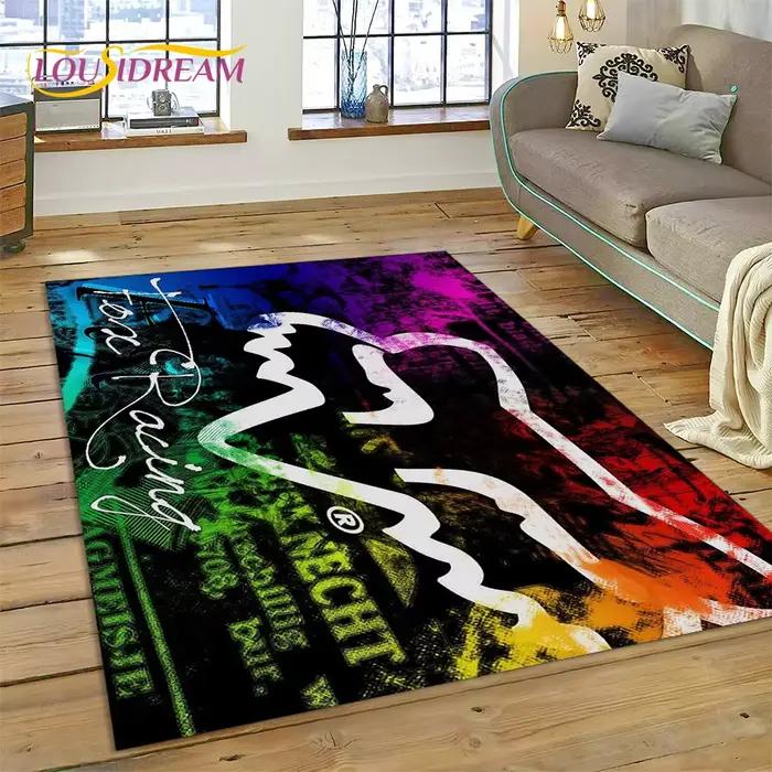 Tapis imprimé 3D avec logo Racing F-FOX, pour décoration de salon et de chambre à coucher, tapis de sol antidérapant pour canapé, paillasson pour moto
