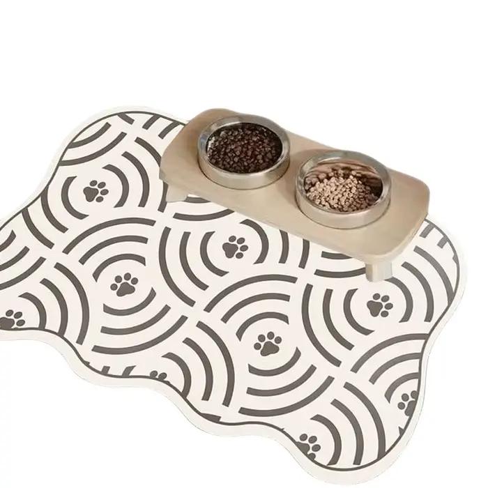 Tapis absorbant pour animaux de compagnie en diatomite, imperméable et antidérapant, pour gamelles de chat et de chien, surface anti-éclaboussures, utilisation à la maison et en cuisine