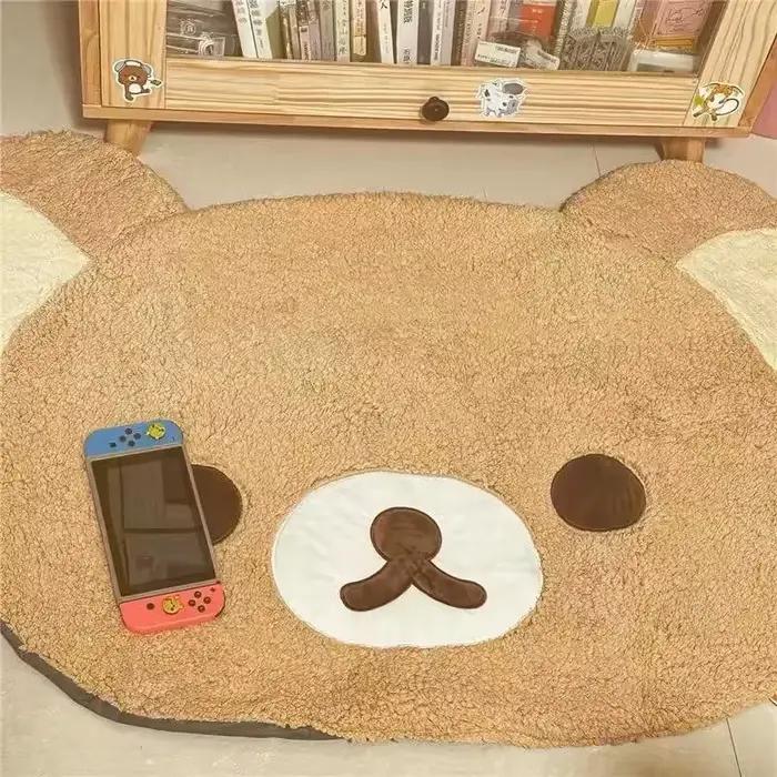 VIKAMA – tapis en peluche en forme de petit ours, antidérapant, pour chambre à coucher, salon, chambre d'enfant, décoration de la maison