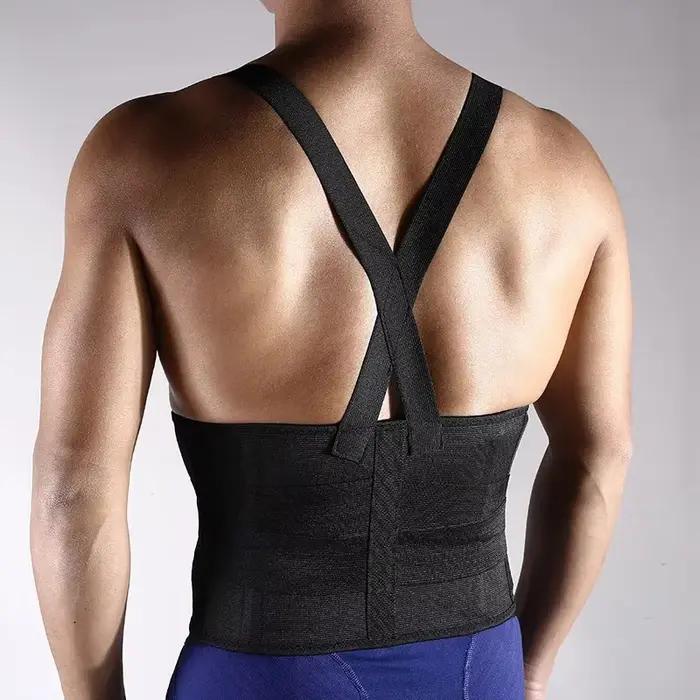Ceinture d'haltérophilie – Orthèse dorsale de soutien lombaire robuste avec bretelles réglables pour la salle de sport