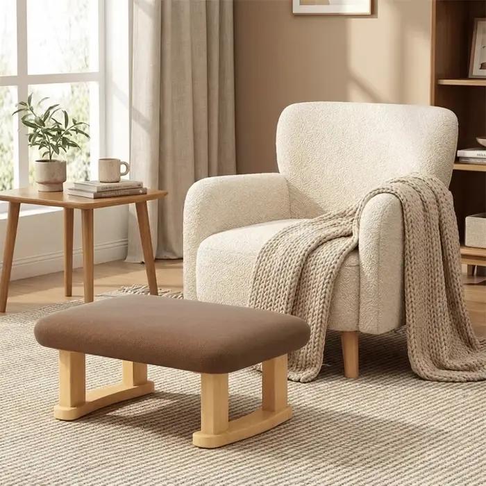 Tabouret en bois massif lisse, bords sans bavures, bords arrondis, banc à chaussures, taille compacte, pieds de support stables, tabouret en bois