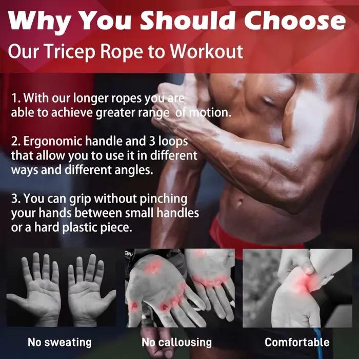 Poignées d'exercice de fixation de câble de corde de triceps 3 en 1