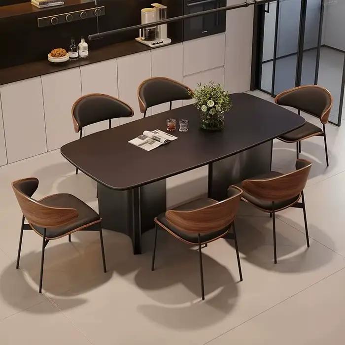 Chaises de salle à manger en cuir, chaises modernes et douces pour salon, café, maison, style nordique, mobilier de maison de luxe minimaliste