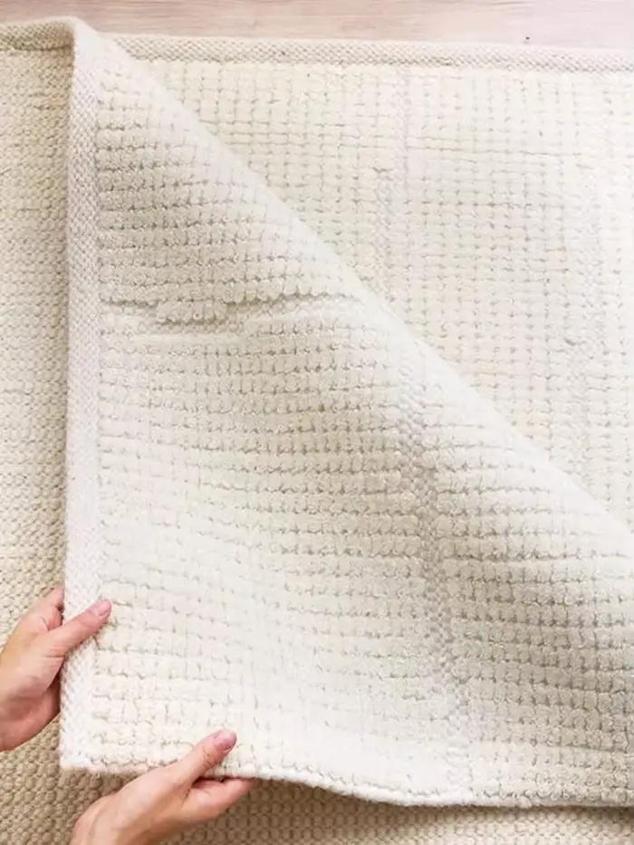Tapis de salon minimaliste en laine faite à la main, couleur unie, grande surface, tapis de chambre à coucher, tapis japonais crème, tapis de sol de chevet