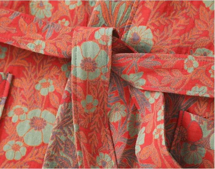 Peignoir en Coton Imprimé pour Femme, Pyjama de Printemps et Automne, Vêtements de Maison, Multicolore, à vaccage Rapide