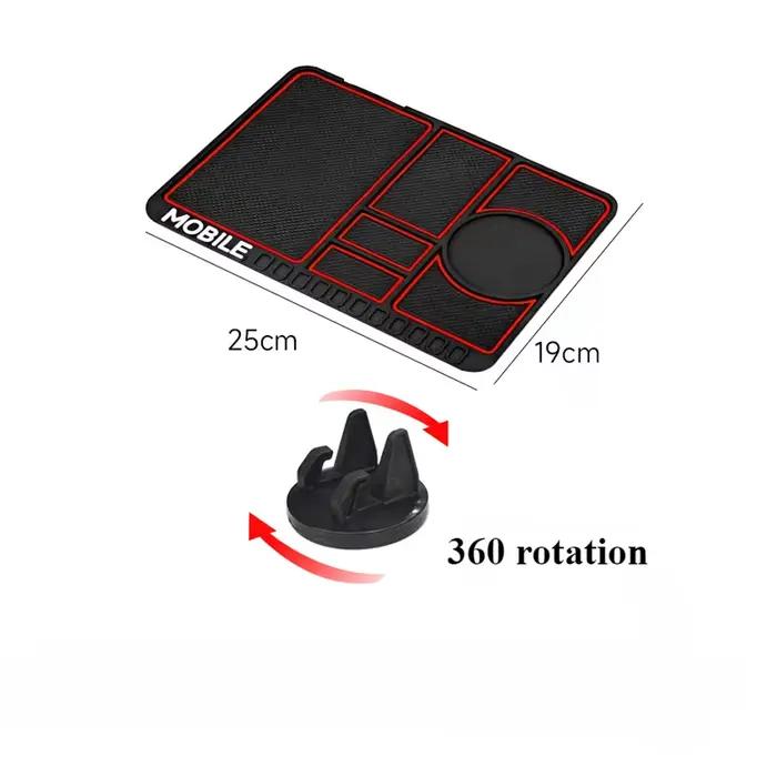 Tapis antidérapant pour voiture, tapis de rangement multifonctionnel, support de navigation rotatif à 360 degrés, support d'instrument, gadget