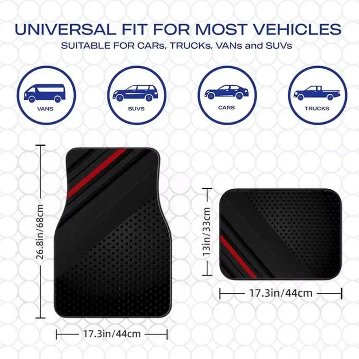 Lot de 4 tapis de sol de voiture imprimés – Tapis en polyester durable, sûrs et pratiques, adaptés aux camions, voitures et VUS