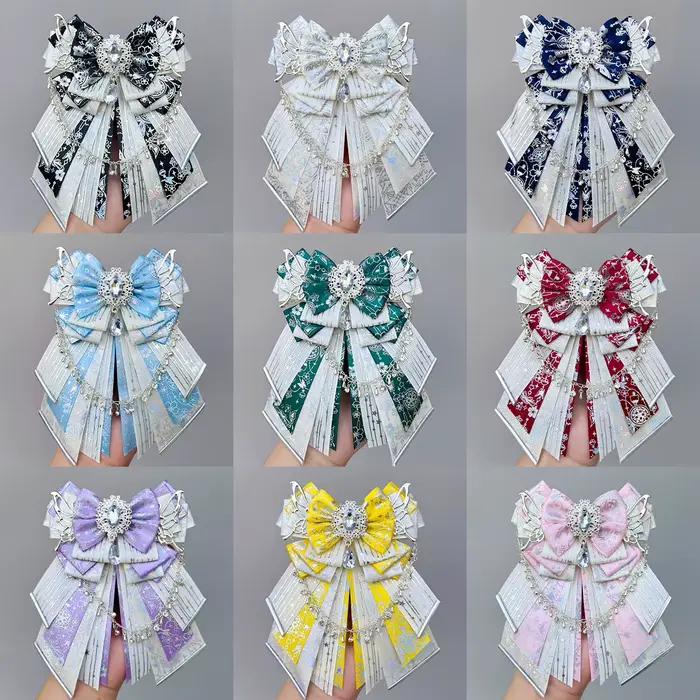 Accessoires de sac Ita de luxe, style Ins, faits main, avec nœud éventail, ruban pour bâton lumineux, longues guirlandes et nœuds, pour articles Lolita et breloques de sac