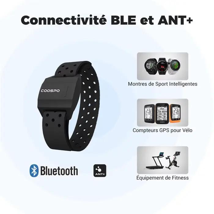 COOSPO Moniteur de Fréquence Cardiaque Brassard Bluetooth Ant+