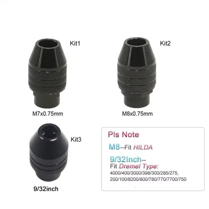 Accessoire de Mini mandrin de perceuse M8/M7 pour outil rotatif Dremel et meuleuse, accessoire d'échange de bits plus rapide