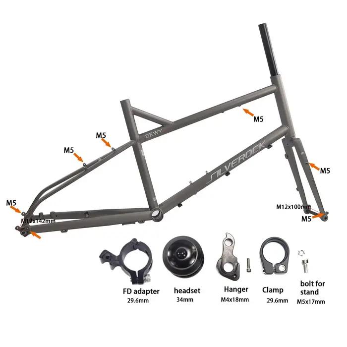 SILVEROCK DEWY Pro Chromoly à travers l'axe cadre 20 "406 451 gravier Minivelo disque urbain classique Touring