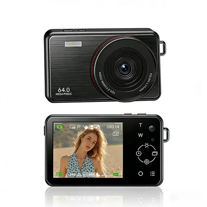 Caméra numérique 4K avec autofocus, haute définition 64MP, double caméra à écran tactile IPS de 2,8 pouces, appareil photo numérique pour enfants