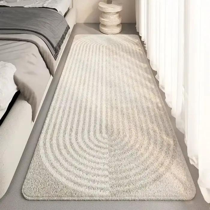 VIKAMA Tapis à poils rayés Tapis antidérapant adapté aux chambres à coucher et aux salons Tapis doux lavable en machine Tapis latéral de berceau