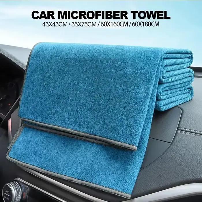 Nouvelle serviette de lavage de voiture serviette en microfibre haut de gamme nettoyage de voiture chiffon de séchage ourlet tissu d'entretien de voiture détails serviette de lavage