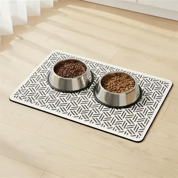 Tapis absorbant pour animaux de compagnie en diatomite, imperméable et antidérapant, pour gamelles de chat et de chien, surface anti-éclaboussures, utilisation à la maison et en cuisine