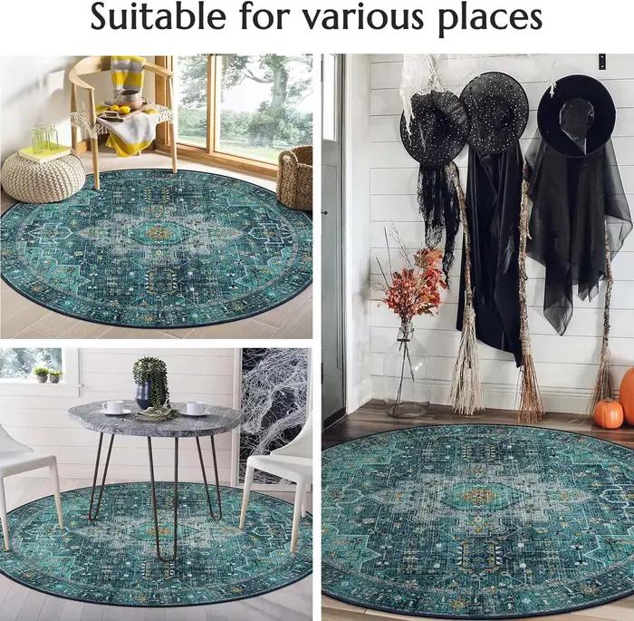 Tapis rond imprimé sirène de dessin animé, pour chambre d'enfants, salon, tapis de sol antidérapant, pour canapé, Table, décoration de maison, chambre de filles