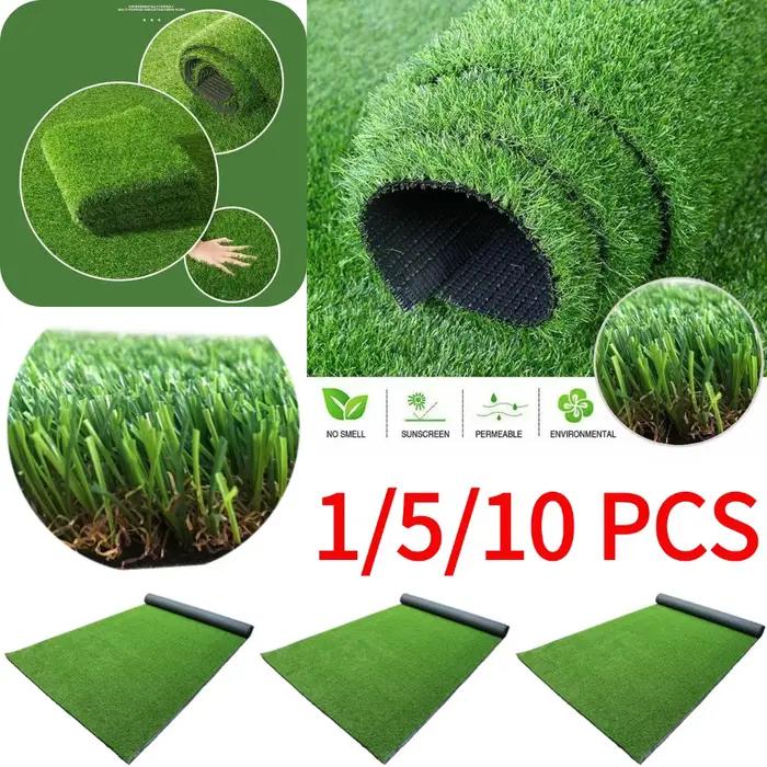 1/5/10 pièces gazon artificiel herbe pelouse réaliste tapis synthétique lavable gazon extérieur jardin décor faux gazon tapis intérieur