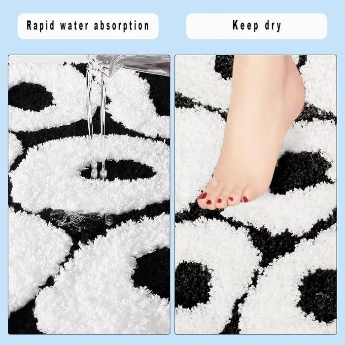 Tapis de bain amusants et mignons, touffeté noir et blanc, vous regardez bien, tapis de salle de bain, tapis cadeau, tapis de salon, tapis pour chambre amusante