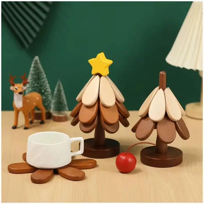 Tapis isolant d'arbre Table à manger en bois massif tapis Anti-brûlure tapis de Pot cadeau de Festival décoration de maison créative et personnalisée