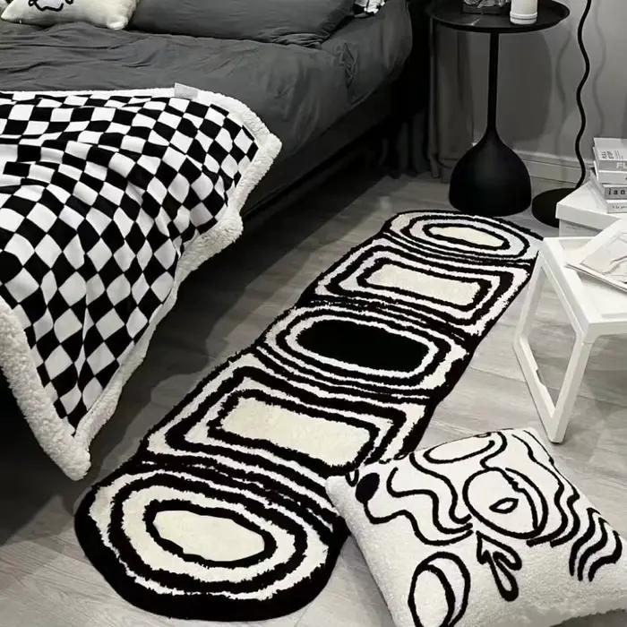 Tapis en cachemire pour décoration de chambre à coucher, bande de Maison, tapis de pied de chevet, moelleux, pour salon, Dense Tapete Infantil