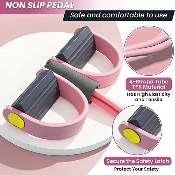 Bandes de résistance élastiques à 4 tubes avec pédale pour yoga