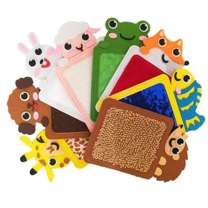 Tapis sensoriel en feutre pour enfants autistes, carreaux de Cognition d'animaux de dessin animé, tampons texturés, jouets éducatifs préscolaires de développement