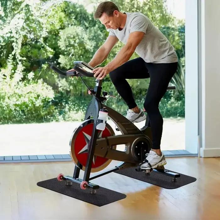 2 tapis de protection pliables double face antidérapants pour vélo d'appartement et équipement de fitness