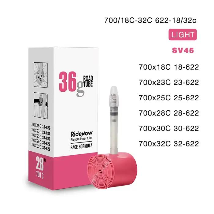 RideNow chambre à air de vélo ultralégère 700 700C 18 25 28 32 pneu de vélo de route TPU 45/65/85mm