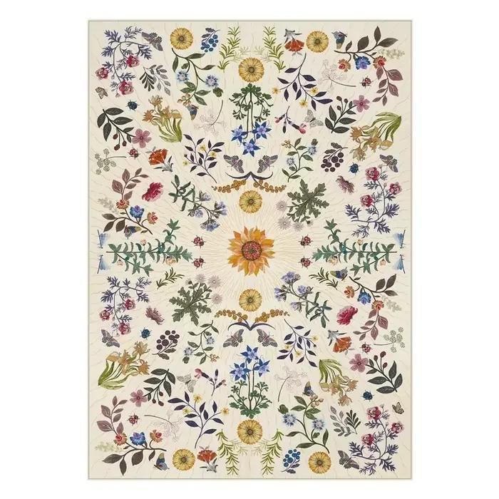 Tapis pour salon, lavable en machine, antidérapant, tapis de sol doux, vert, motif floral bohème, gr