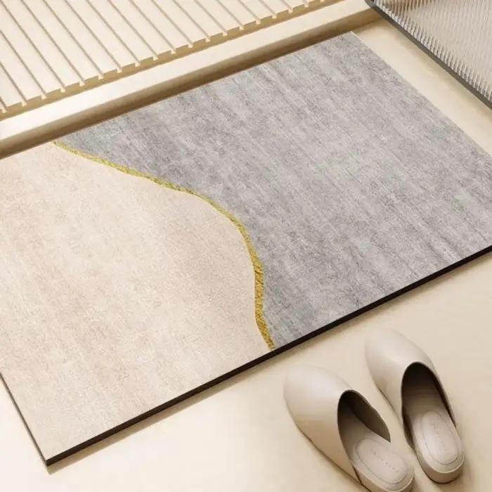 Tapis de sol en terre de diatomée pour salle de bain, design minimaliste, absorbant, antidérapant, p