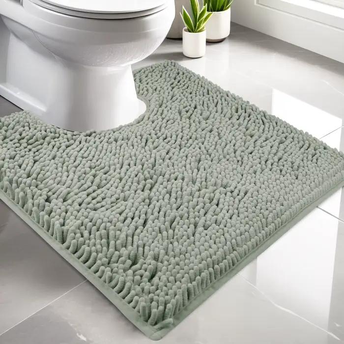 Tapis de toilette de luxe en Chenille en forme de U 50X50cm, doux, absorbant, antidérapant, pour sal