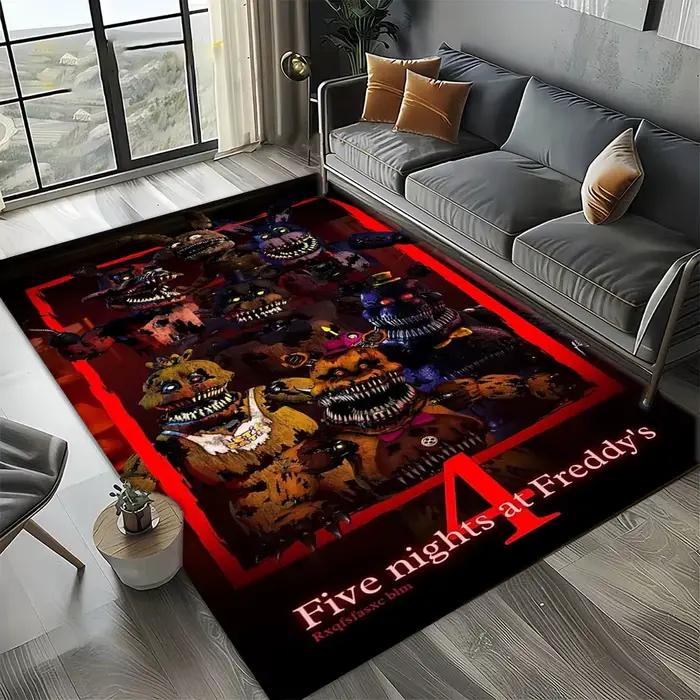 Tapis de sol antidérapant 3D FNAF - Art de tapis de jeu d'horreur pour la décoration de chambre, mai