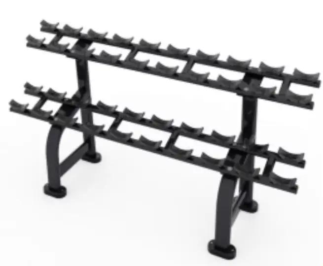 Support à haltères horizontal à 2 niveaux en acier unisexe, accessoires d'équipement de fitness pour