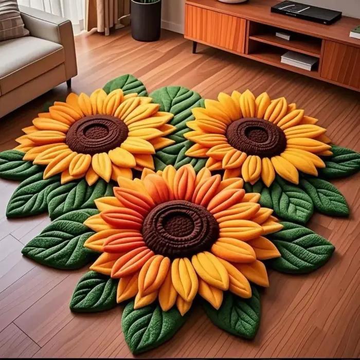 Tapis portable en forme de tournesol, doux et absorbant, antidérapant, 60x60cm, pour la décoration i