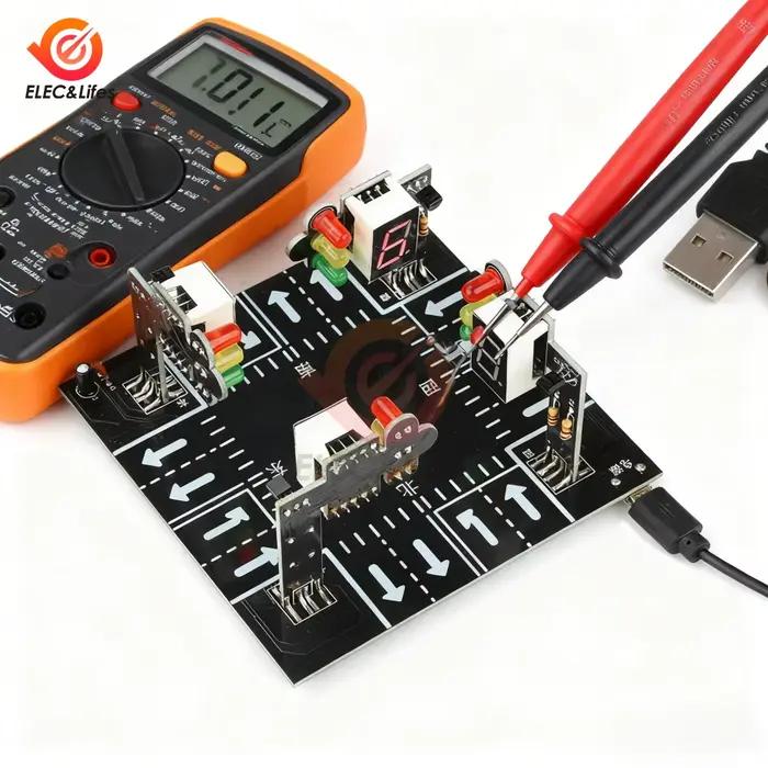 Kit de feux de signalisation LED pour bricolage, DC 5V 1A, alimenté par Micro USB avec affichage de